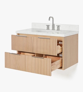 Mueble de Baño Lydia de 36 Pulgadas Hecho a Medida, Solo Mueble con Lavabo Individual, Roble Natural, Fabricante OEM de Vietnam - Product Image 4