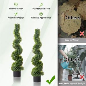2pcs 115cm Green Spiral Boxwood PVC Artificial <b>Tree</b> Premium Quality <b>Outdoor</b> Decorative Item - Product Image 4