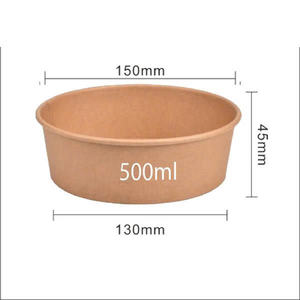 Kraft Paper Bowl <b>with</b> PET <b>Lid</b> 500ml 750ml 1000ml Round Kraft Paper Fruits Bowl Salad Food <b>Container</b> - Product Image 5