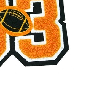 Orange Nonwoven Felt <b>Number</b> 3 Sew-<b>On</b> Patch with Football Design Eco-Friendly Embroidered for Cloth Decoration - Product Image 3