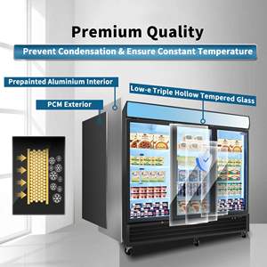 Congélateur vertical commercial ORIKOOL de 70 pieds cubes avec panneau supérieur LED, vitrine réfrigérée à porte vitrée battante, réfrigérateurs de présentation - Product Image 6