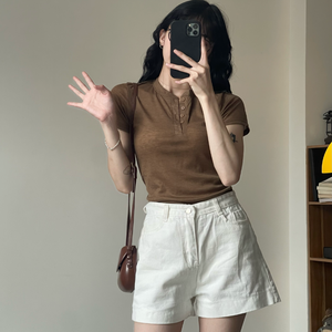 Shorts de Alta Calidad para Mujer, Pantalones Casuales de Cintura Alta, Rectos, Transpirables, 100% Algodón, Marca Privada, Fabricante Vietnamita, Muestra Gratis - Product Image 2