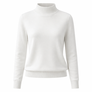 Suéter Casual de Cuello Alto Simulado, Tejido a Medida, 100% Algodón, Fabricante OEM para Mujer, Venta al Por Mayor - Product Image 1