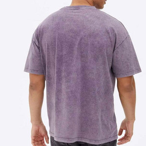 T-shirt unisexe délavé à l'acide, coupe oversize, 240-250 GSM, coton épais, coupe carrée, épaules tombantes, vintage, vierge, personnalisable, OEM, vente en gros - Product Image 3