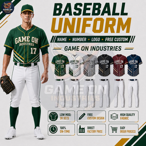 Service OEM ODM, uniformes de baseball personnalisés pour équipes sportives, tissu léger et flexible avec numéro et logo sur mesure. - Product Image 3