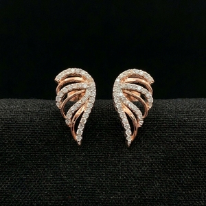 Diamond Clover Stud Earrings 10K Rose Gold 0.36ct IGI Certified Women Classic Engagement Party Wedding Anniversary Gift - Product Image 3
