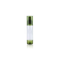 Bouteille cosmétique verte en plastique avec bouchon à vis, brosse et logo personnalisé par estampage à chaud, Unalilia GP24 15ml/30ml, pour crème solaire