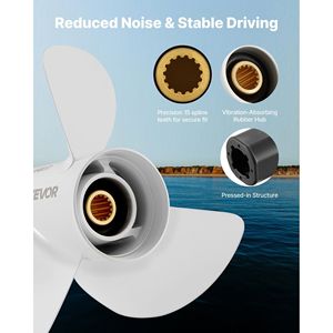 Elica Marina in Alluminio a 15 Denti per Motori Fuoribordo Yamaha 50-130 HP, Compatibile con Elica OEM da 4-1/4 Pollici - Product Image 6