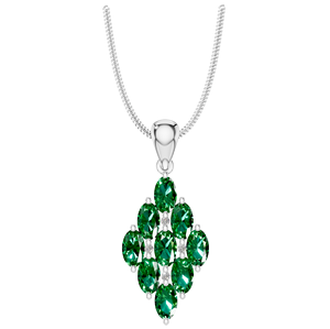 Collier d'Accents de Diamant d'Émeraude de Forme Ovale Élégant pour Femme Intemporel Or Blanc Pendentifs Fins et Charmes - Product Image 1