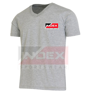 Camiseta de algodón con cuello en V para hombre, manga corta, informal, transpirable, tejido jersey, corte regular, con logo estampado en la parte delantera. - Product Image 2