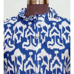 Elegante Vestido Camisero Vintage Coreano para Mujer, Cuello Redondo, Manga Abullonada, 100% Algodón Ecológico, Estampado Floral, Casual - Product Image 3