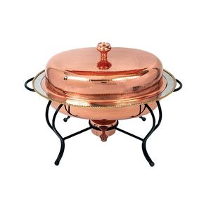Simple Design Copper Chafing Dish Round Shape <b>Buffet</b> <b>Food</b> <b>Warmer</b> Copper Serving Dish With Brass Stand - Product Image 6