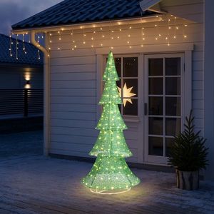 6FT Pre-Lit Pull-Up Christmas <b>Tree</b> with 200 <b>LED</b> Warm White Lights Outdoor Holiday Yard Decorations <b>Lighted</b> Christmas <b>Trees</b> - Product Image 2