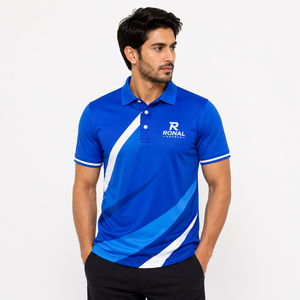 RONAL SPORTS Men's Blue Short Sleeve <b>Polo</b> Shirt Print Quick Dry Knitted Fabric Sporty Style Front Logo in Best Sale 2026 - Product Image 3