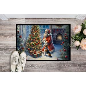 Nuevo felpudo Fox Terrier Santa Claus antideslizante lavable pila baja 18H X 27W alfombra de entrada interior y exterior para puerta delantera - Product Image 2