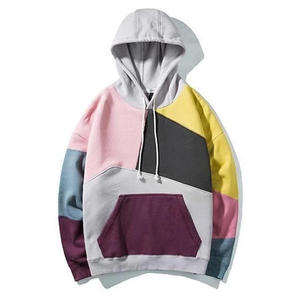 100% Cotton <b>Thick</b> <b>Fleece</b> Custom Logo Printed Oversized Hooded Hoodies for Men Heavy Weight High Street color blocked hoodies - Product Image 1