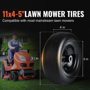 Coppia di Ruote Tubeless 11x4-5\" Antiforatura in PU per Rasaerba con Mozzo da 3.4\", Boccola da 3/4\" e 20 Adattatori per Boccola da 3/4\" Inclusi - Product Image 2