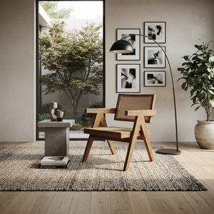 Silla de comedor de mimbre para interiores Akira, con detalles tejidos a mano, es perfecta para mejorar su espacio de comedor con comodidad natural. - Product Image 6
