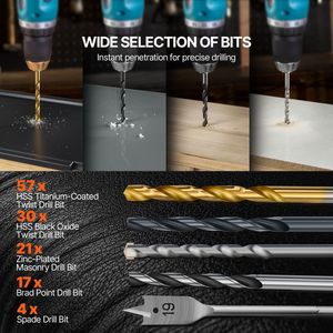 Set di 246 Punte e Inserti Multiuso per Trapano e Avvitatore, per Foratura e Avvitatura su Legno, Metallo e Cemento - Product Image 3