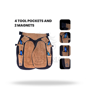 Professional Men's Genuine Leather Farrier <b>Chaps</b> with Tool Pockets and Split Leg Design for Horse Hoof Trimming - Product Image 4