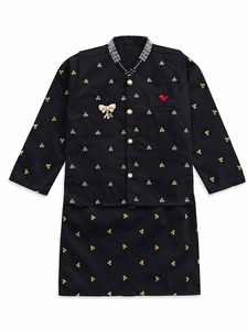 Men's Ethnic Style Silk Mandarin Collar Jacket with Hand Embroidery Gold Patterns Pearl <b>Buttons</b>-Part of Men's <b>Suits</b> Collection - Product Image 6