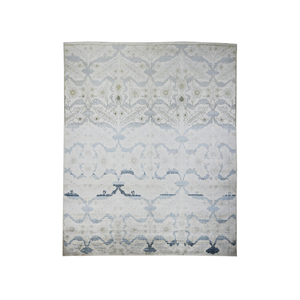 Tapis en laine noué à la main à poils ras, motif floral dégradé subtil, pour salon moderne et minimaliste - Product Image 2