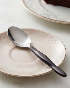 Modern Flatware Set of 4 With <b>Mirror</b> Polished Stainless Steel Utensils Black <b>Plastic</b> Handles Dishwasher Safe Catering Use - Product Image 2