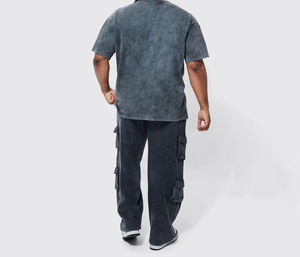 Camiseta Básica de Manga Larga para Hombre, Cuello Redondo, con Bolsillo, Lavado Ácido, Efecto Desgastado - Product Image 4