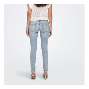 Jean en denim pour femme, coupe skinny, taille moyenne, respirant, style Boyfriend, couleur claire - Product Image 3