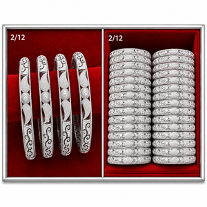 Women's Tibetan Silver <b>Bangles</b> Classic Flower Pattern A-43012 - Product Image 2