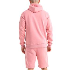 Conjunto de Sudadera con Capucha y Cremallera de Felpa Francesa Rosa para Hombre, Corte Regular, Ropa Deportiva Informal de Invierno, Color Sólido, Tejido de Punto - Product Image 2