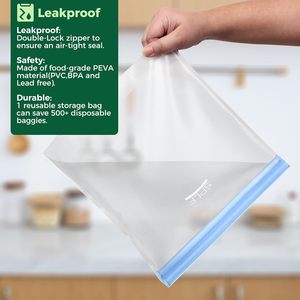 Sacs de congélation réutilisables de type stand-up, compatibles lave-vaisselle, extra épais, pour le stockage des aliments - Product Image 6