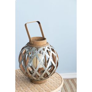 Lanterna decorativa in legno con manico per interni ed esterni per casa giardino e matrimonio in metallo resistente portacandele & vasetti - Product Image 2
