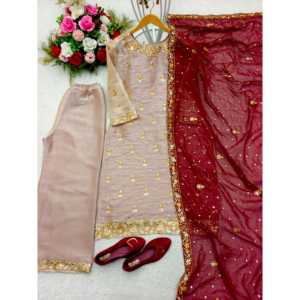 Conjunto de Traje de Fiesta para Mujer de Diseñador, Top Bordado, Pantalones Palazzo y Dupatta para Ocasiones Especiales - Product Image 5