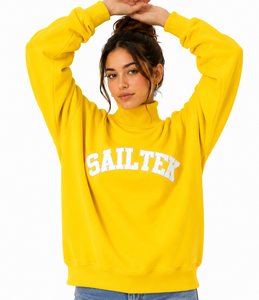 Classic Women's <b>Mock</b> <b>Neck</b> Sweatshirt Soft Knitted Cotton Blend Casual Pullover Teal Color Everyday Fashion <b>Top</b> Custom Logo OEM - Product Image 4