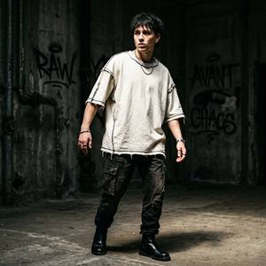 Camiseta Oversize Personalizada para Hombre, Algodón Pesado, Costuras Expuestas, Bajo Deshilachado, Estilo Urbano, Camisetas Lisas - Product Image 4