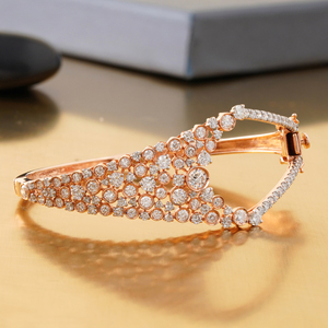 14K Rose <b>Gold</b> Bezel 3.62 CT Round Lab Grown Diamond Bubble Cluster <b>Bangle</b> Diamond Bracelets & <b>Bangles</b> - Product Image 1