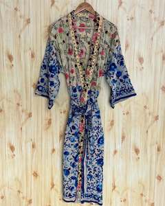 Kimono de Invierno con Bordado Phulkari Floral para Mujer, Estilo Étnico, Algodón, Corte Holgado, Largo Midi, Ropa Casual - Product Image 3