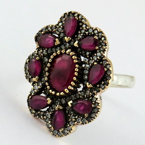 Anillo Elegante de Plata de Ley 925 con Incrustaciones de Rubí y Circonita Blanca, Estilo Bohemio, con Plata de Latón y Certificación de Terceros - Product Image 3