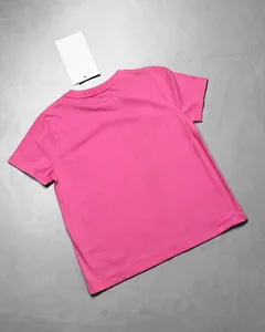 เสื้อยืดสีชมพูบานเย็นแบบเรียบ |   เสื้อยืดคอกลมแขนสั้นสำหรับเด็กผู้หญิง |   ป้ายแท็กสีชมพูสดใสใหม่ - Product Image 3