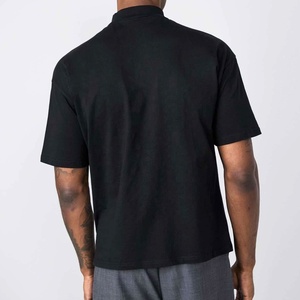 T-shirt basique uni pour homme à col montant 100% coton biologique personnalisable vierge à manches courtes écologique coupe oversize - Product Image 6