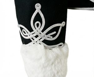 Men's Vintage Hussar Jacket Uniform Style Black <b>Woolen</b> Coat with Fur Collar and Sleeve Cuffs - Product Image 5