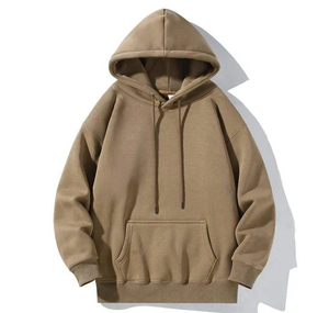 เสื้อฮู้ดผู้ชายสีดำทรงโอเวอร์ไซส์ แขนยาว สีพื้น ผ้าฝ้ายฟลีซ 100% กันน้ำ เป็นมิตรกับสิ่งแวดล้อม เหมาะสำหรับฤดูหนาว - Product Image 6