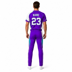 Men Custom Baseball Team Uniform Jersey Pants Set Sublimated Full Button <b>Athletic</b> Apparel OEM Private Label Wholesale Manufactur - Product Image 2
