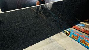 VARDHMAAN ASH Black Galaxy <b>Granite</b> <b>Slab</b>-Flamed Surface Modern Design for Outdoor Use - Product Image 1