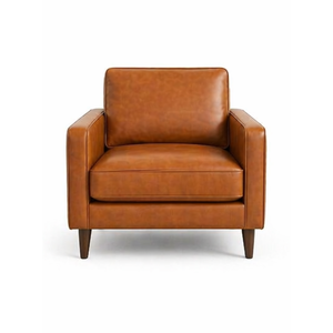 Office Armchair for Waiting Area Cognac Leather Modern Reception Lounge Chair Commercial Furniture - Product Image 1