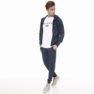 Wholesale Custom Logo Tracksuit Full Front Zip Long Sleeves Gym Hoodie Fitness <b>Jacket</b> Blue Tracksuits - Product Image 2