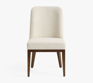 Silla de Comedor Tapizada con Patas de Madera, Silla Lateral Beige para Hogar y Restaurante, Muebles Indonesios - Product Image 2