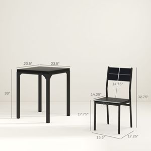 Set da pranzo nero in 3 pezzi, tavolo quadrato da 23,5 pollici e 2 sedie per piccoli spazi - Cappotti da donna - Product Image 3