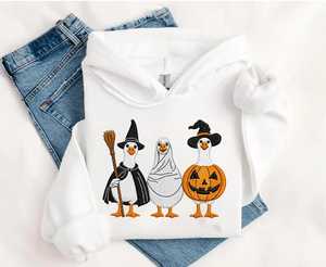 Sudadera de Algodón 100% con Forro Polar, Bordado Rosa Personalizado/OEM, Diseño de Pato de Halloween, Bruja y Fantasma Divertidos, Cuello Redondo, Temporada Espeluznante - Product Image 3